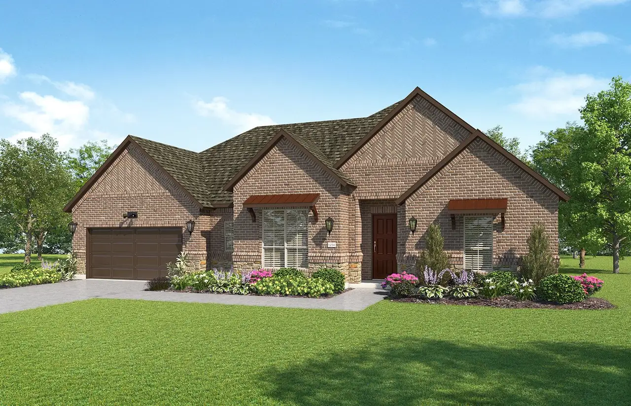 Representative exterior photo of a completed home built from the Toscana by Epcon Communities in Ladera at Timberbrook, Justin, TX (Image 2). Representative exterior photo of a completed home built from the Toscana by Epcon Communities in Ladera at Timberbrook, Justin, TX (Image 2).