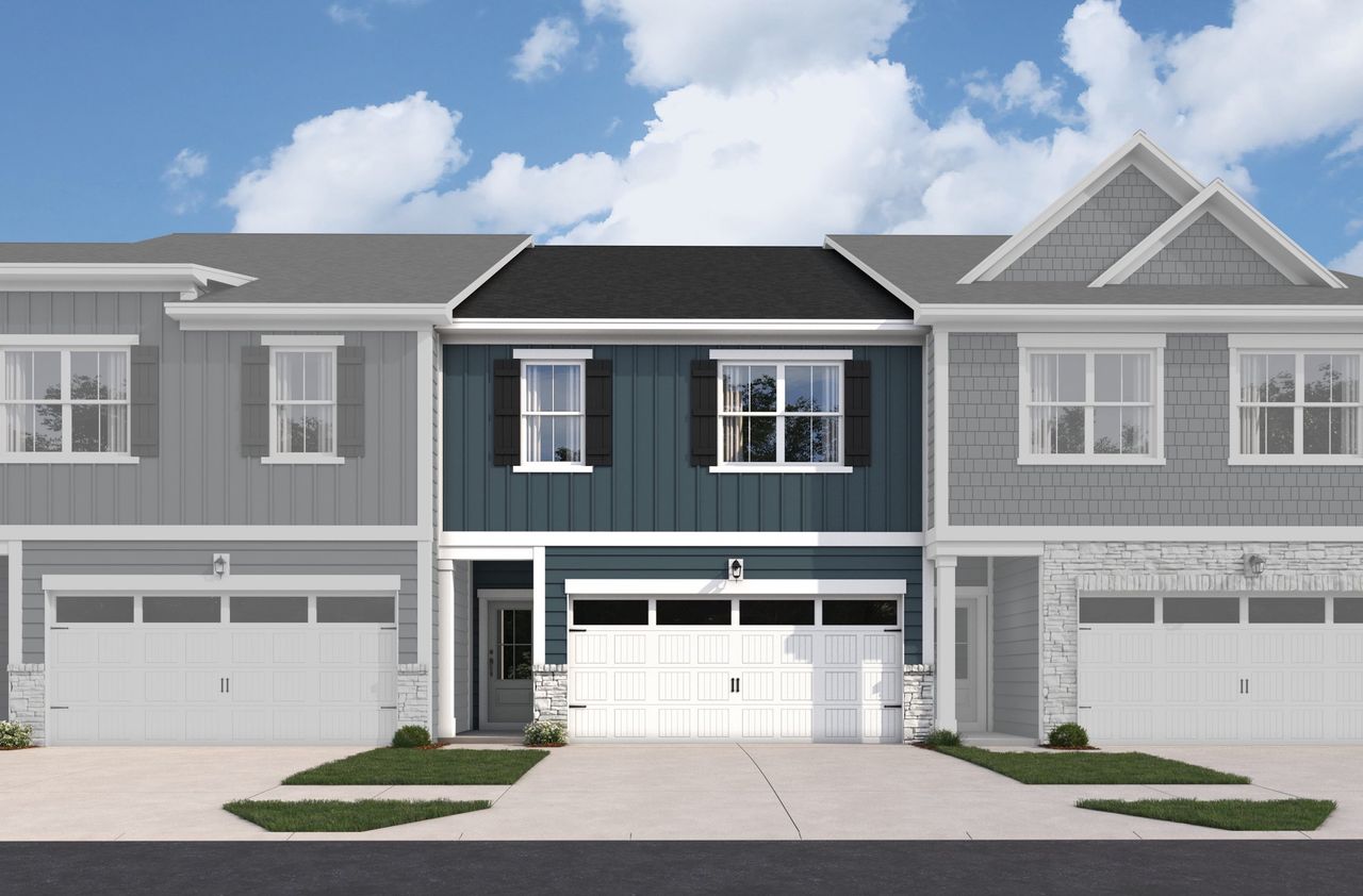 Representative exterior photo of a completed home built from the Sierra by Beazer Homes in The Summit Townhomes, Apex, NC (Image 2). Representative exterior photo of a completed home built from the Sierra by Beazer Homes in The Summit Townhomes, Apex, NC (Image 2).