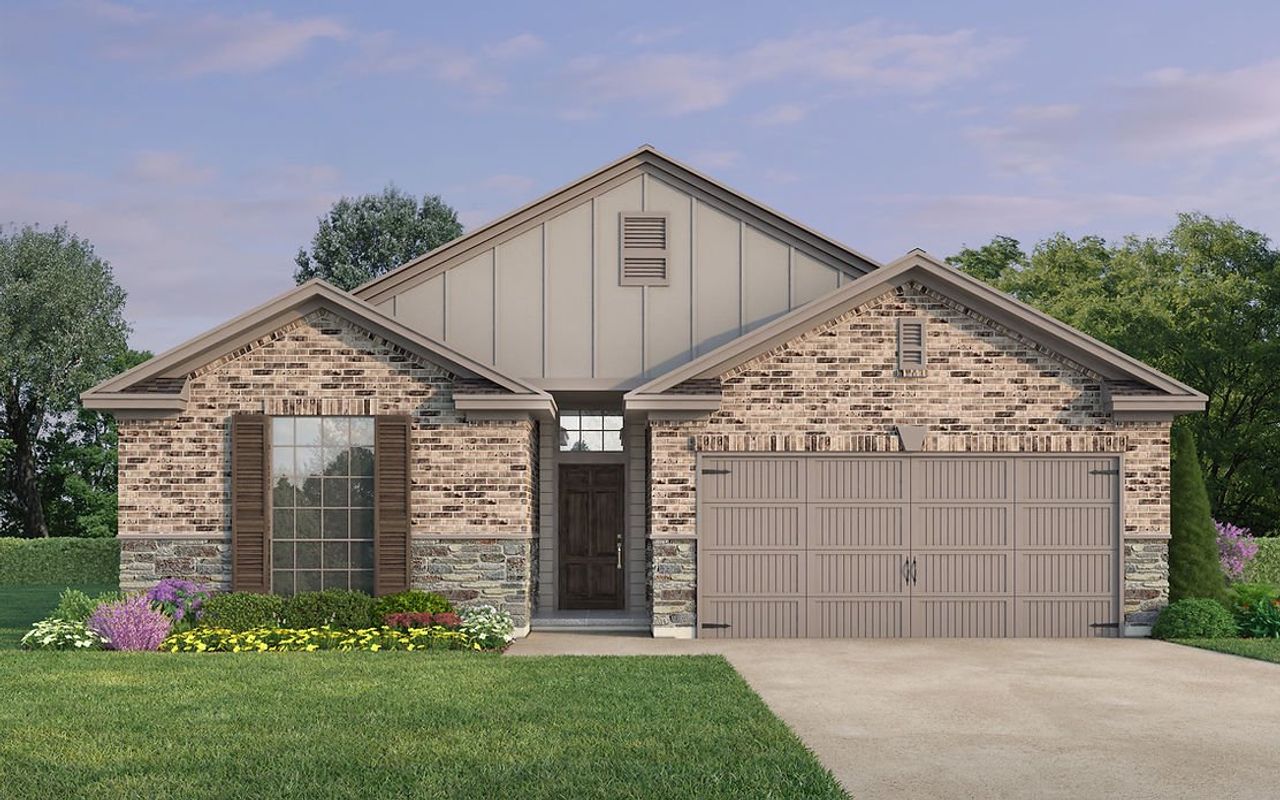 Representative exterior photo of a completed home built from the Harris by Kendall Homes in Columbia Lakes, West Columbia, TX (Image 2).