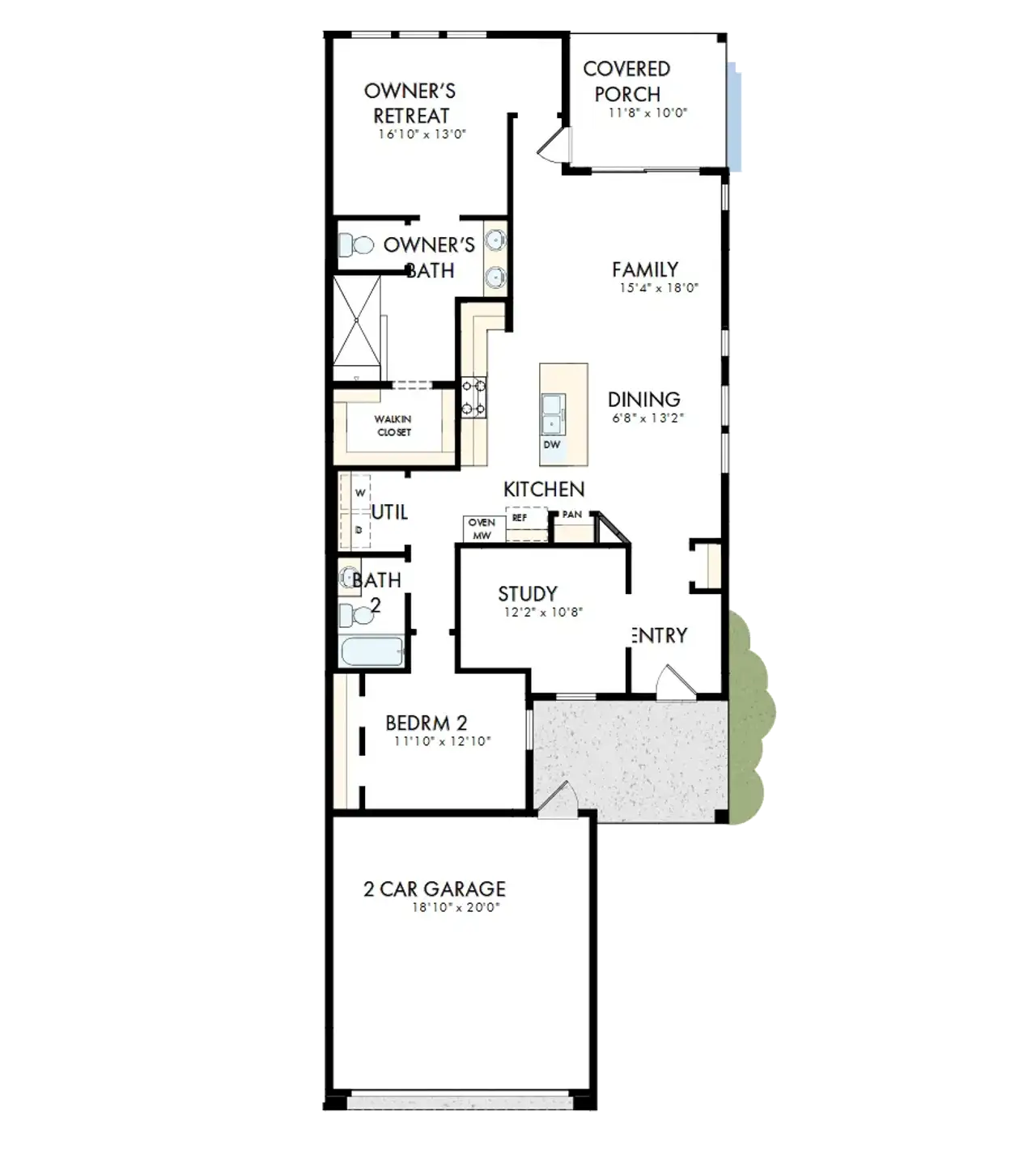 2D floor plan layout of this home in Encore at Chatham Park – Villa Series, Pittsboro, NC (Image 2).