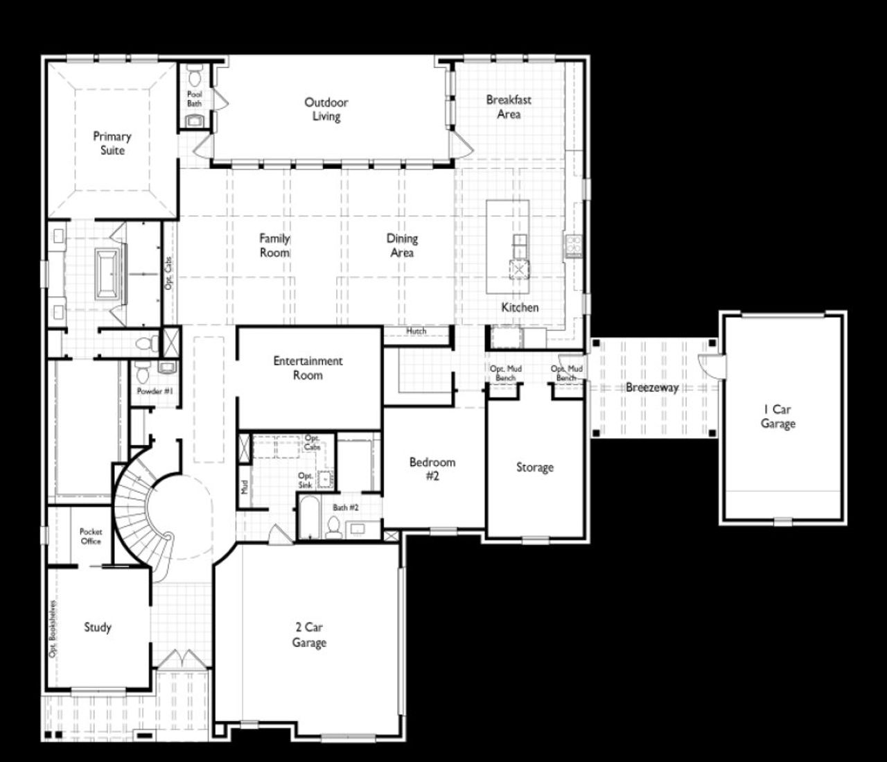 2D floor plan layout of this home in Estates at Bristol Valley, Heath, TX (Image 2).
