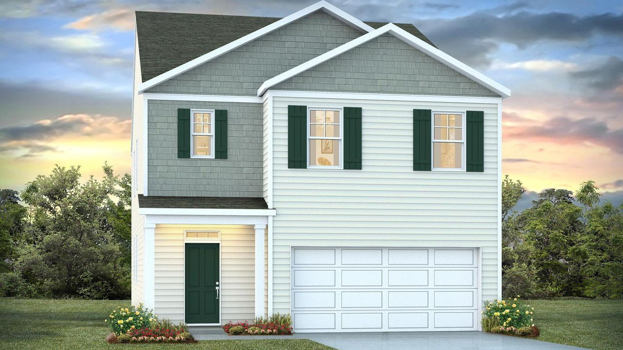 Representative exterior photo of a completed home built from the ROBIE by D.R. Horton in Heritage Crossing, Conway, SC (Image 2).