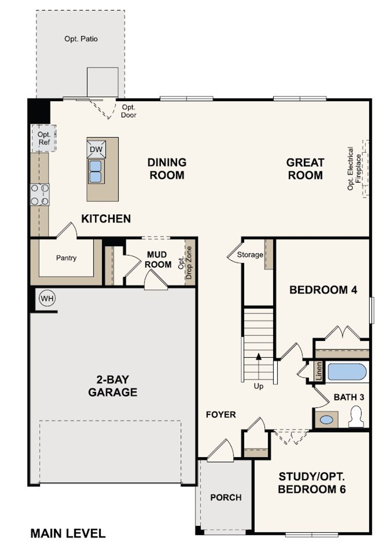 2D floor plan layout of this home in Union Heights, Flowery Branch, GA (Image 2).