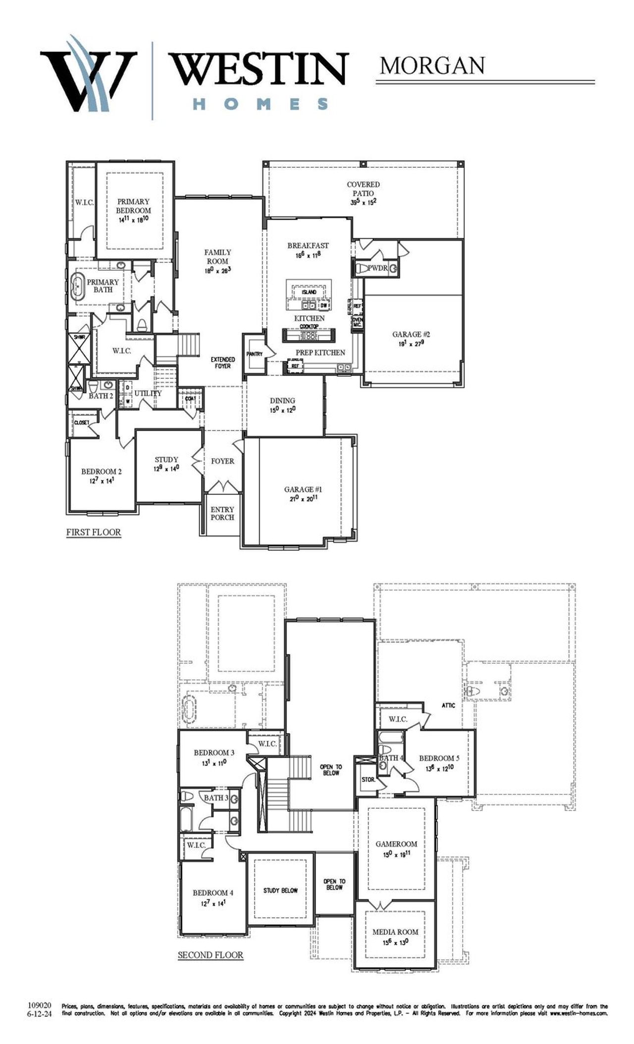 2D floor plan layout of this home in Rough Hollow, Austin, TX (Image 2).