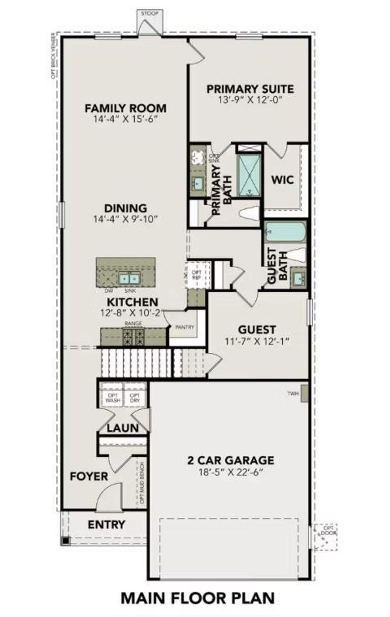 2D floor plan layout of this home in Liberty Estates, Cleveland, TX (Image 2).