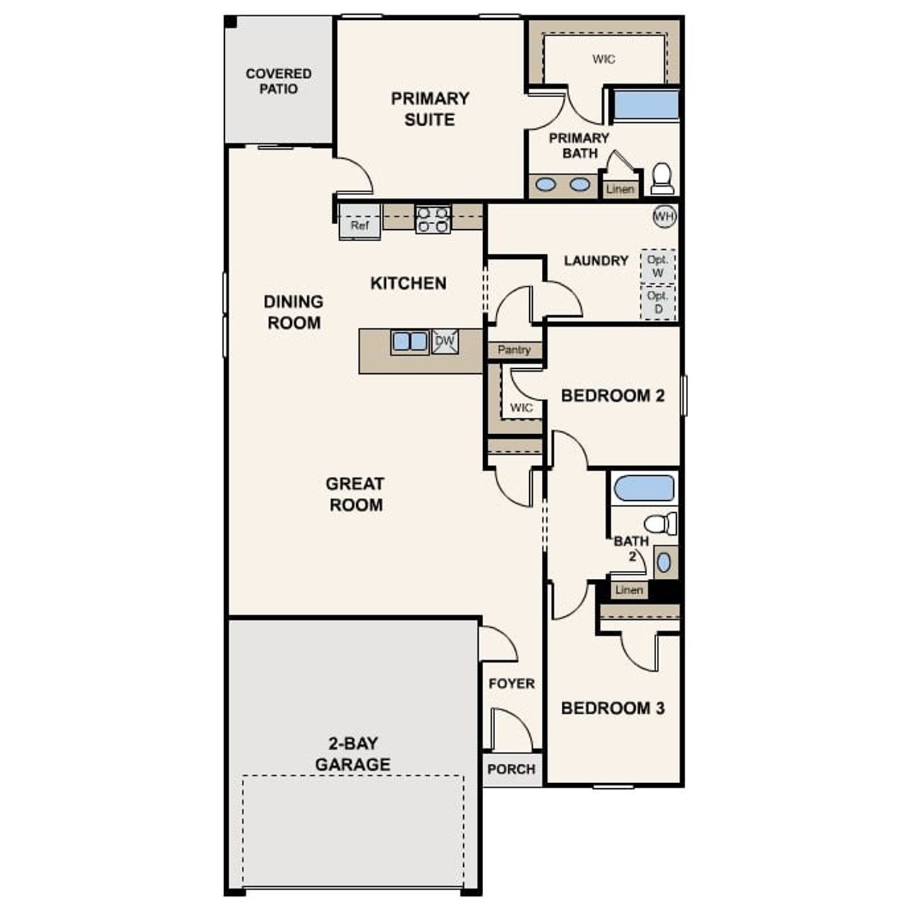 2D floor plan layout of this home in The Canyons at Whetstone Ranch, Benson, AZ (Image 2).
