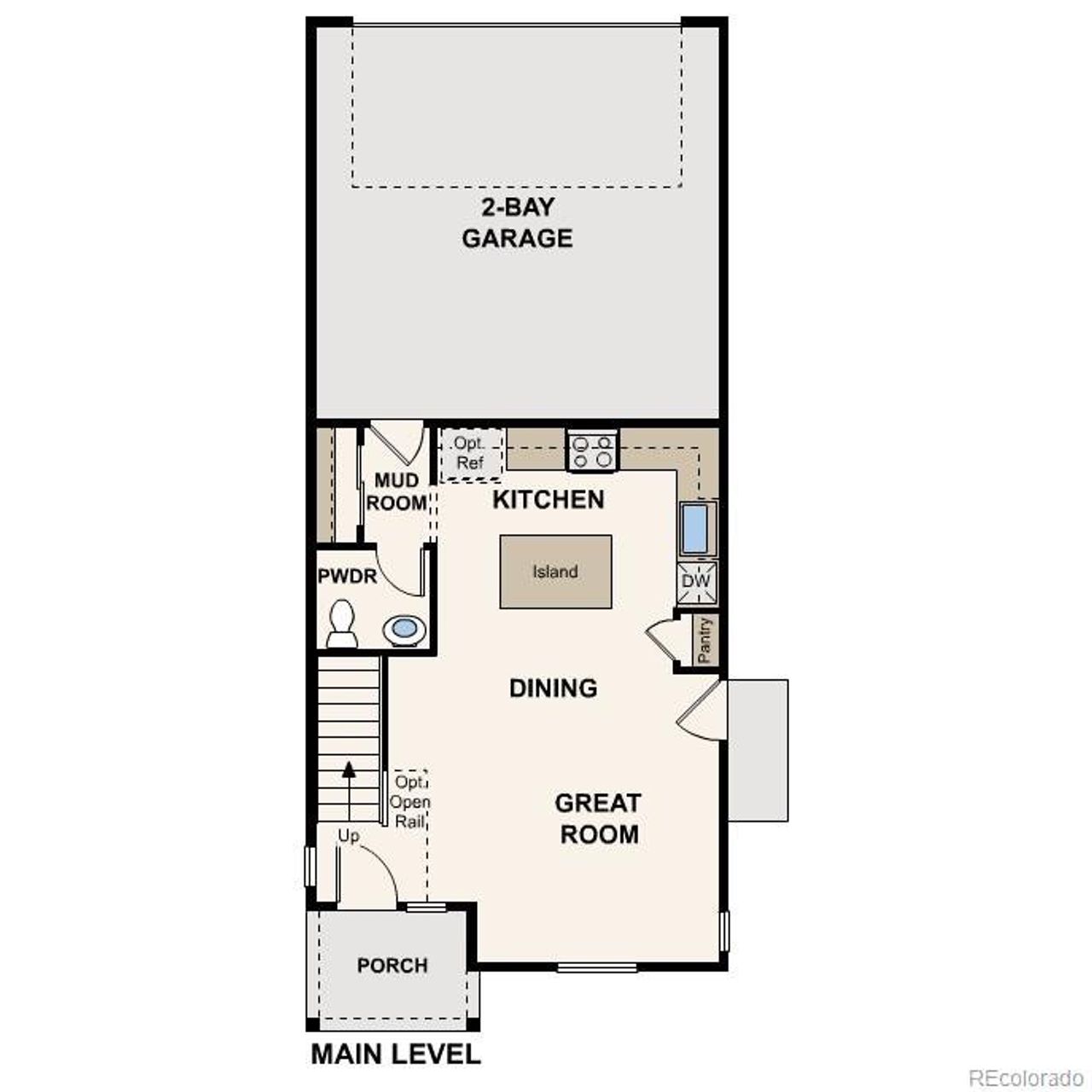 2D floor plan layout of this home in The Boulevard I Collection at Windler, Aurora, CO (Image 2).