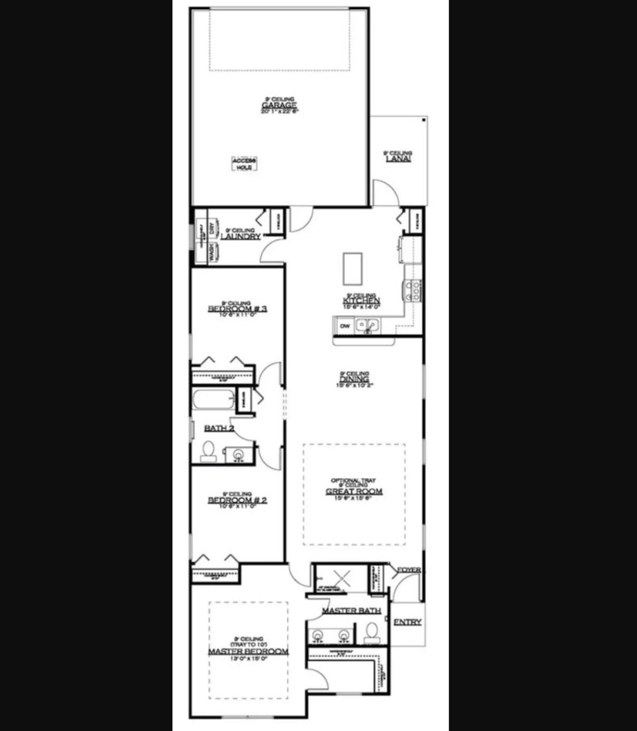 2D floor plan layout for the Sicily by The Emmer Group in Lugano, Gainesville, FL (Image 2).