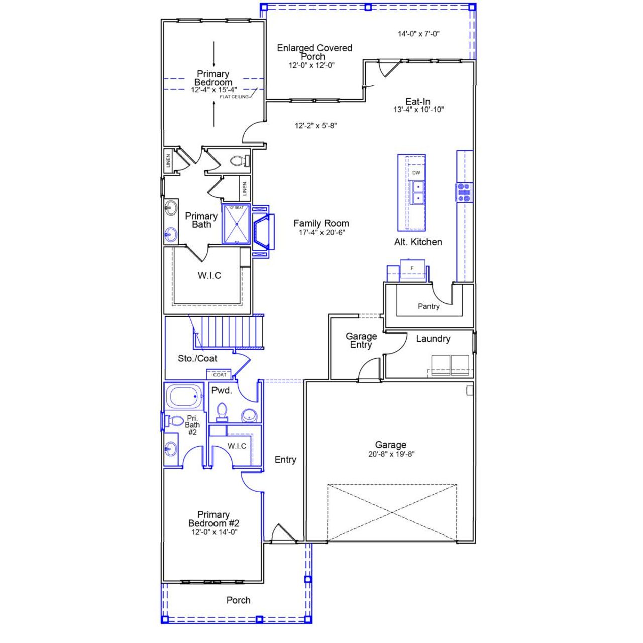 2D floor plan layout of this home in Cottages at Lake Emory, Inman, SC (Image 2).
