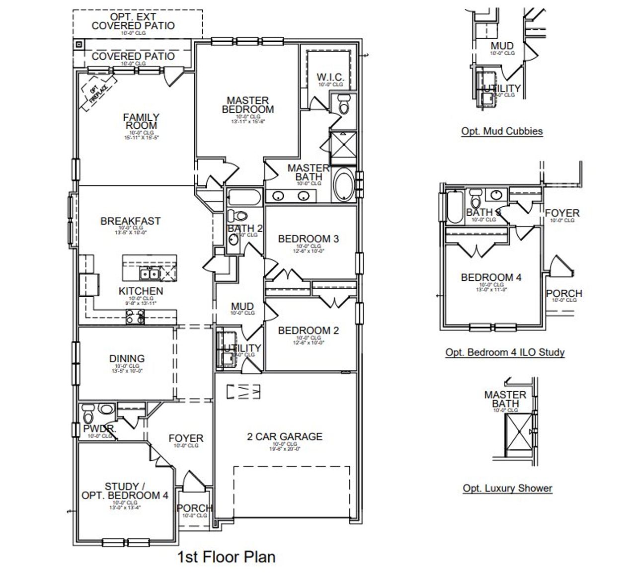 2D floor plan layout for the Akron II by Megatel Homes in Braddock Place, Wylie, TX (Image 2).