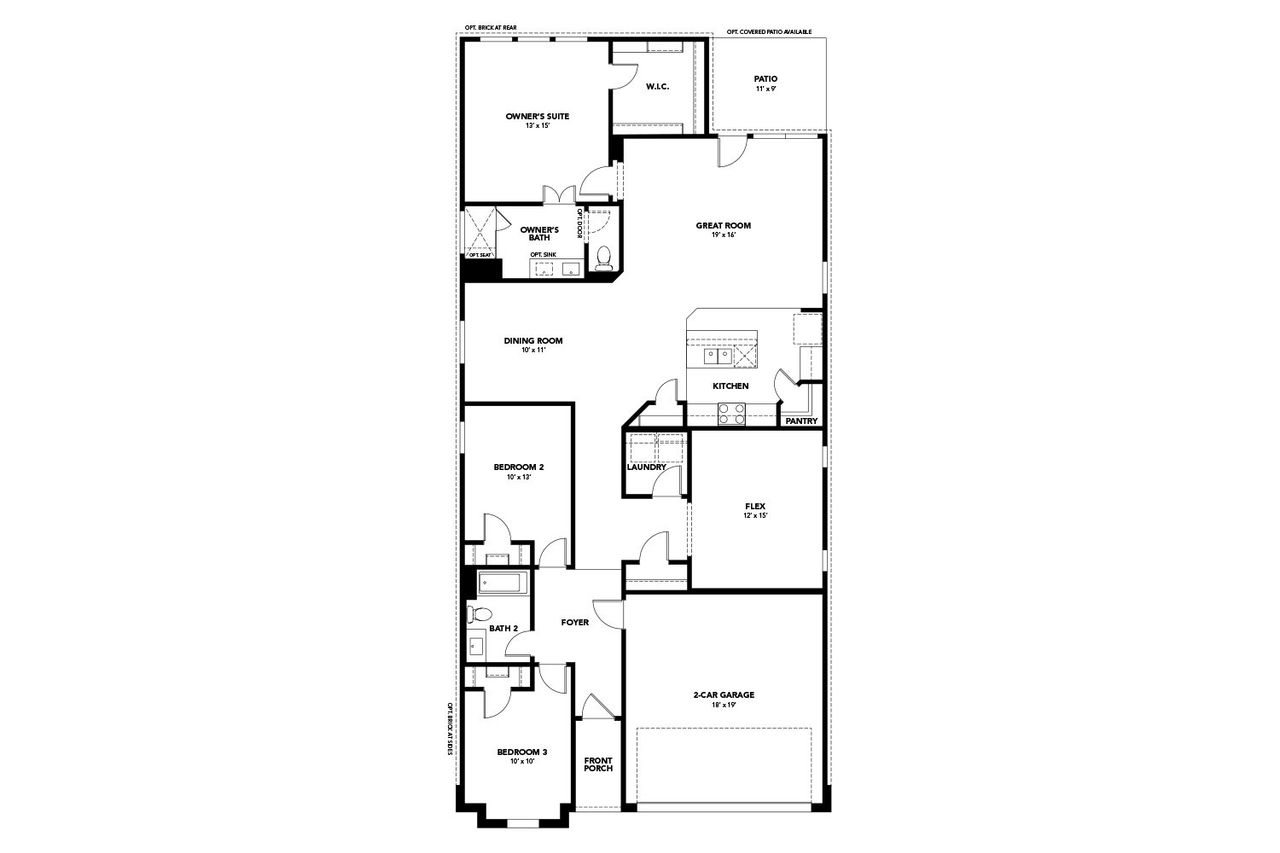 2D floor plan layout of this home in Opal Ranch, Kyle, TX (Image 2).