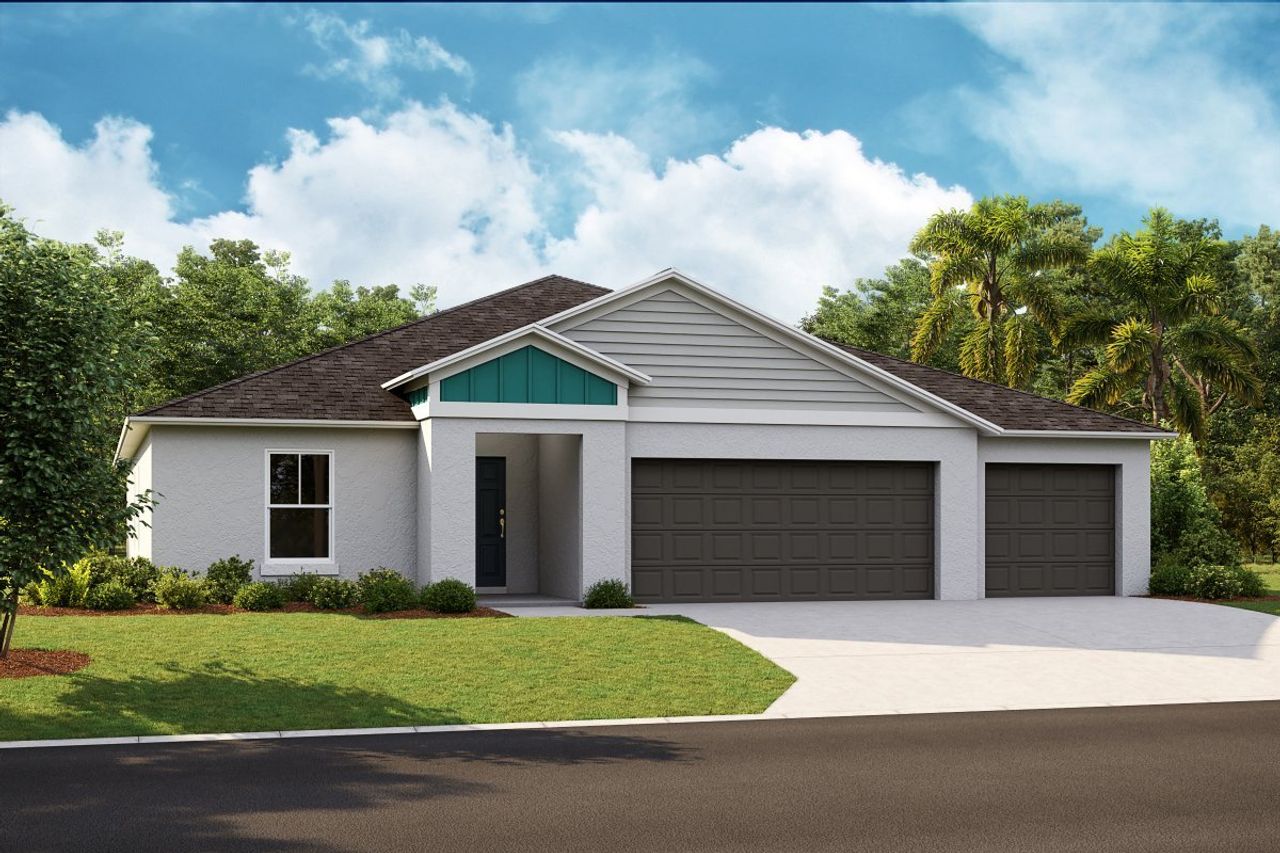 Representative exterior photo of a completed home built from the Jazmin by Casa Fresca Homes in Harmony at Lake Eloise, Winter Haven, FL (Image 2).