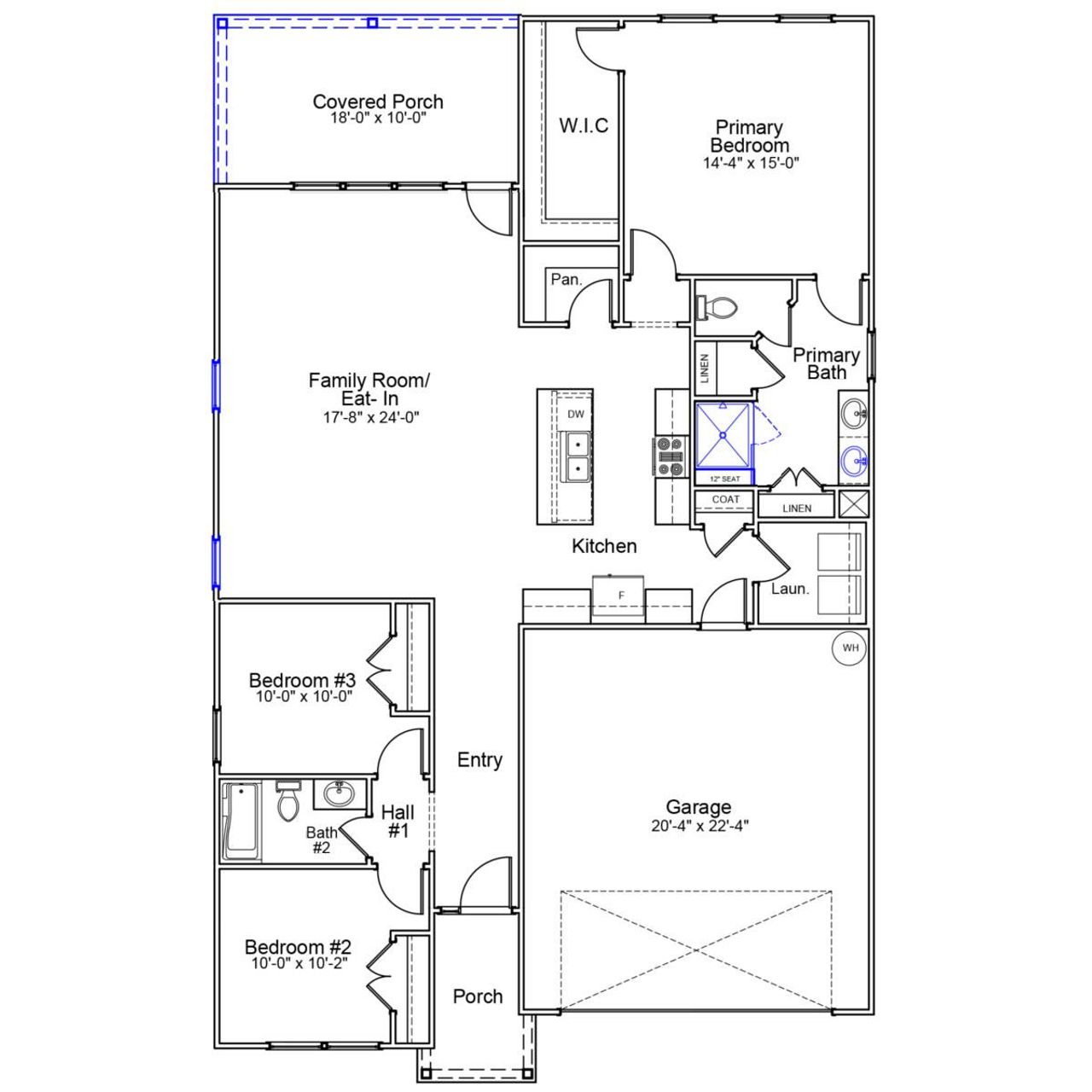 2D floor plan layout of this home in Fairway Woods at Wyboo, Manning, SC (Image 2).