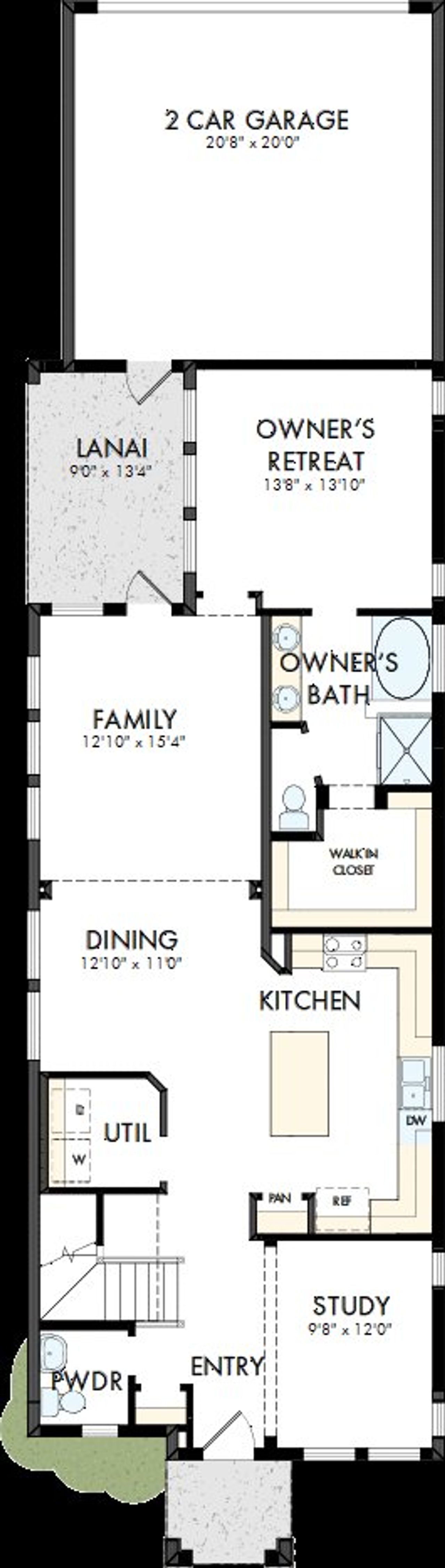 2D floor plan layout of this home in Reflections at Olympus – Valor, Clermont, FL (Image 2).