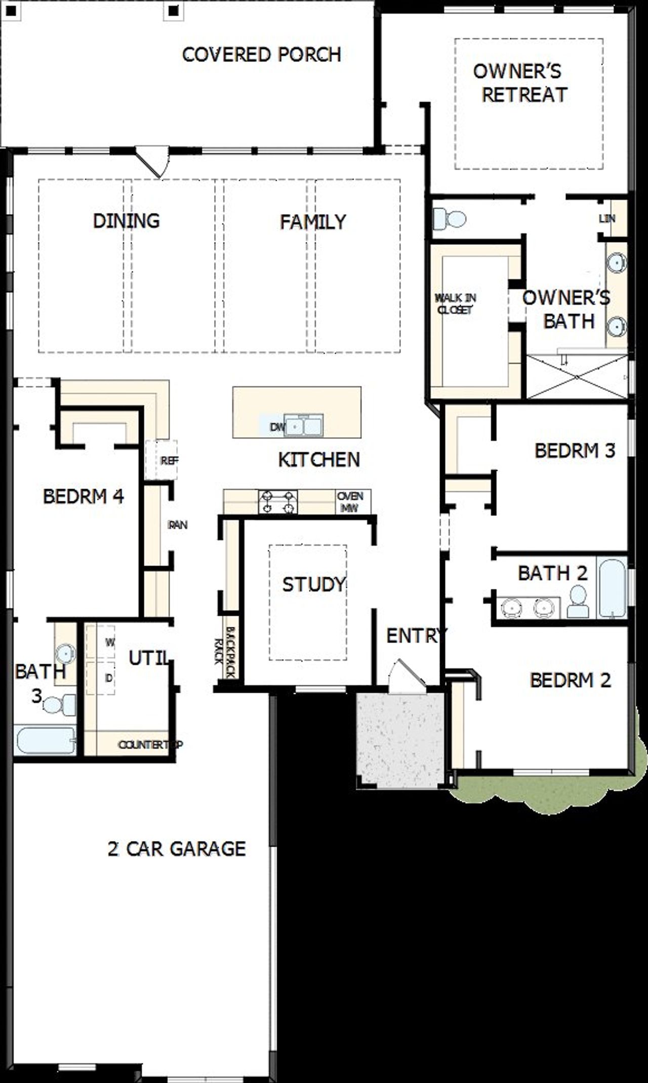 2D floor plan layout of this home in Terraces – Classics, Rockwall, TX (Image 2). 2D floor plan layout of this home in Terraces – Classics, Rockwall, TX (Image 2).