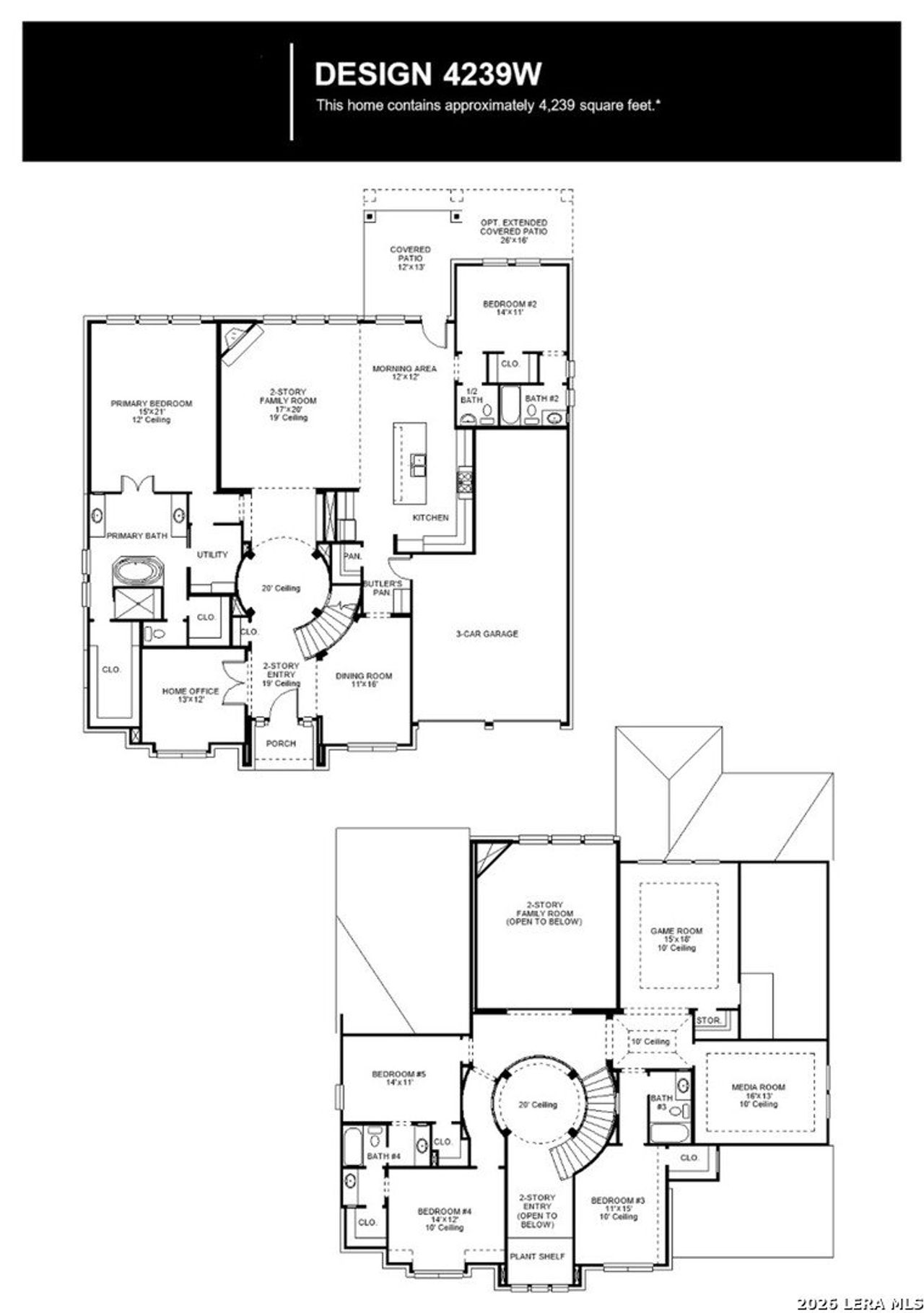 2D floor plan layout of this home in Kinder Ranch, San Antonio, TX (Image 2).