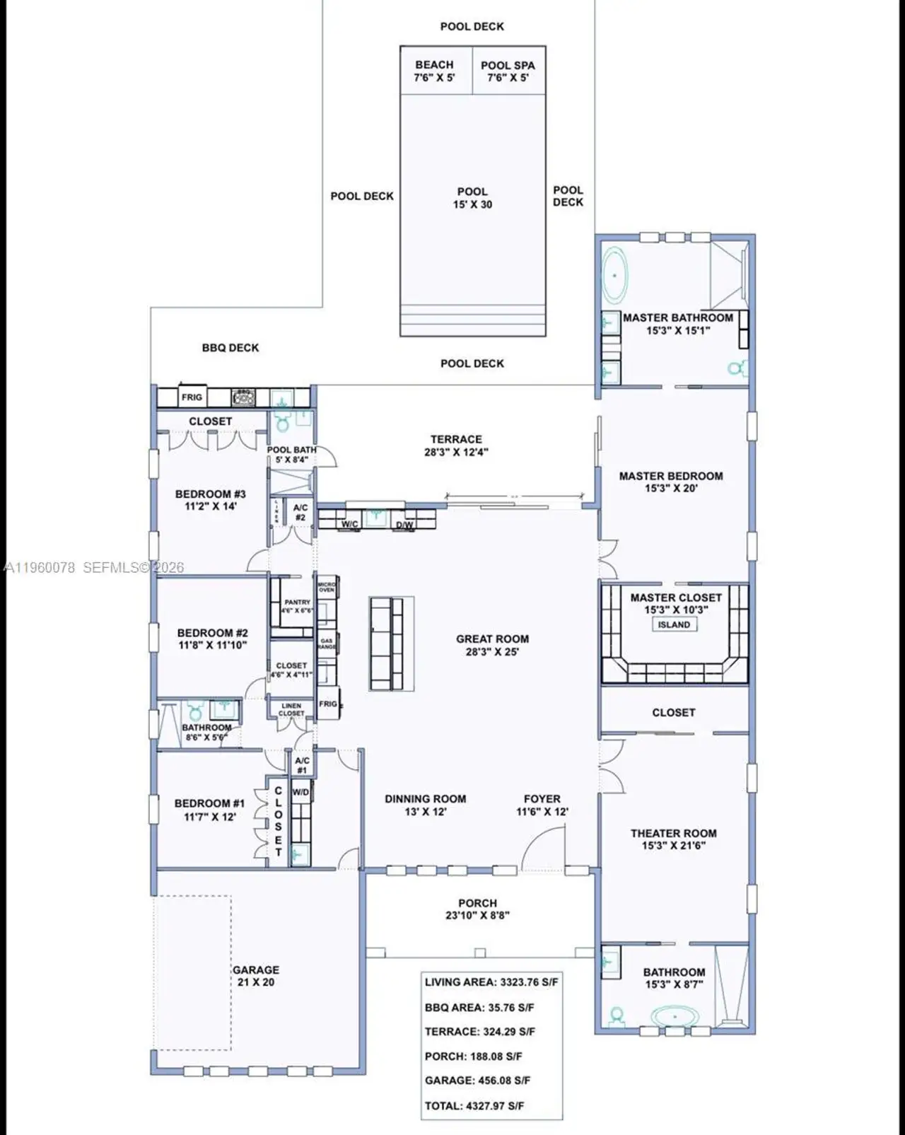 2D floor plan layout of this home in , Palmetto Bay, FL (Image 2).