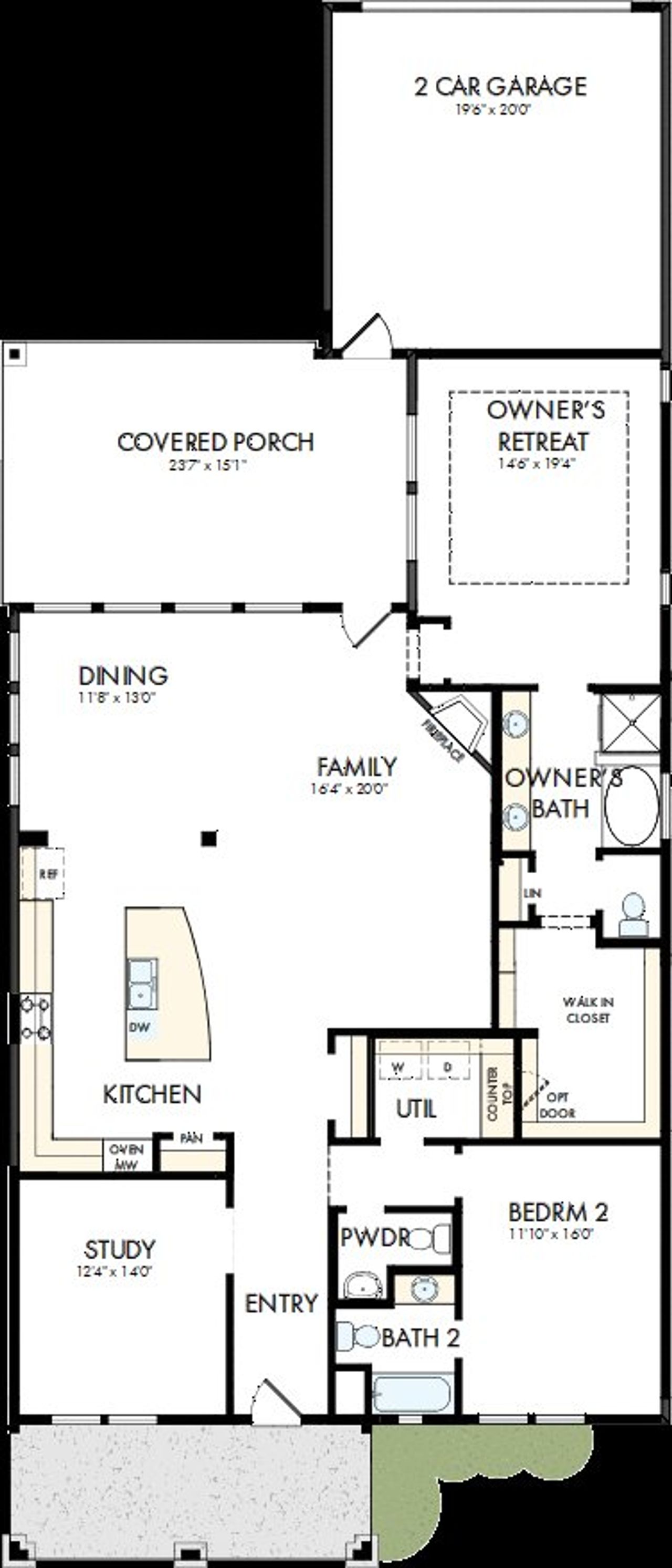 2D floor plan layout of this home in Elements at Viridian - Traditional Series, Arlington, TX (Image 2).