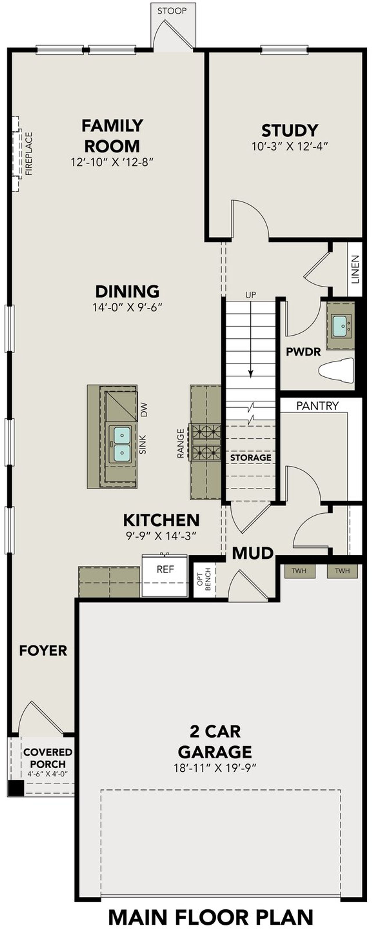 2D floor plan layout for the The Gillian A by Davidson Homes LLC in Buffalo Way Villas, Houston, TX (Image 2).