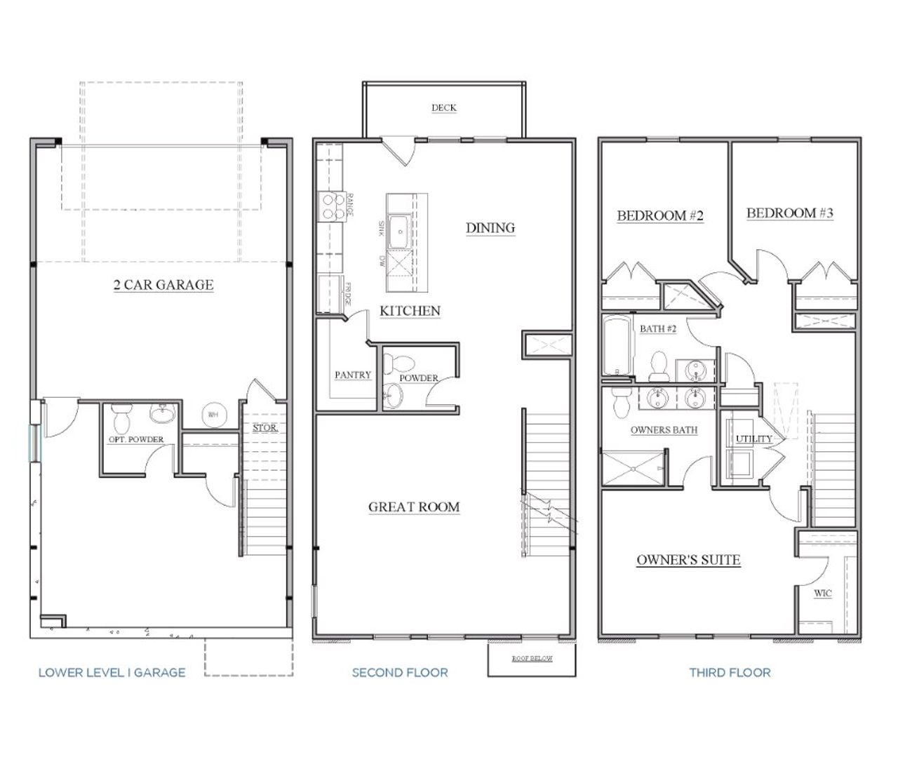2D floor plan layout for the Gray lower level by Brookline Homes in Vanguard at Vermillion, Huntersville, NC (Image 2).