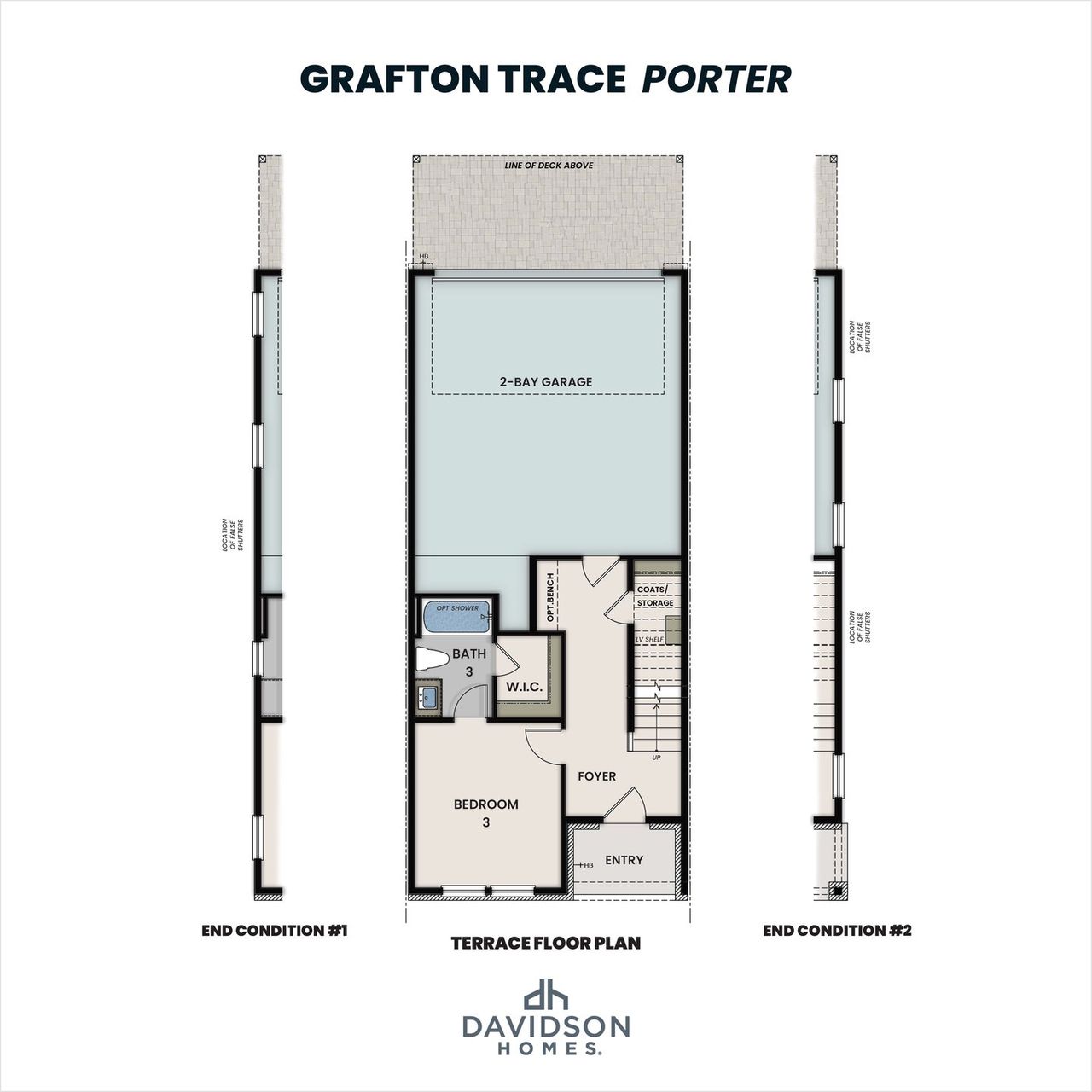 2D floor plan layout for the The Porter A by Davidson Homes LLC in Grafton Trace, Woodstock, GA (Image 2).