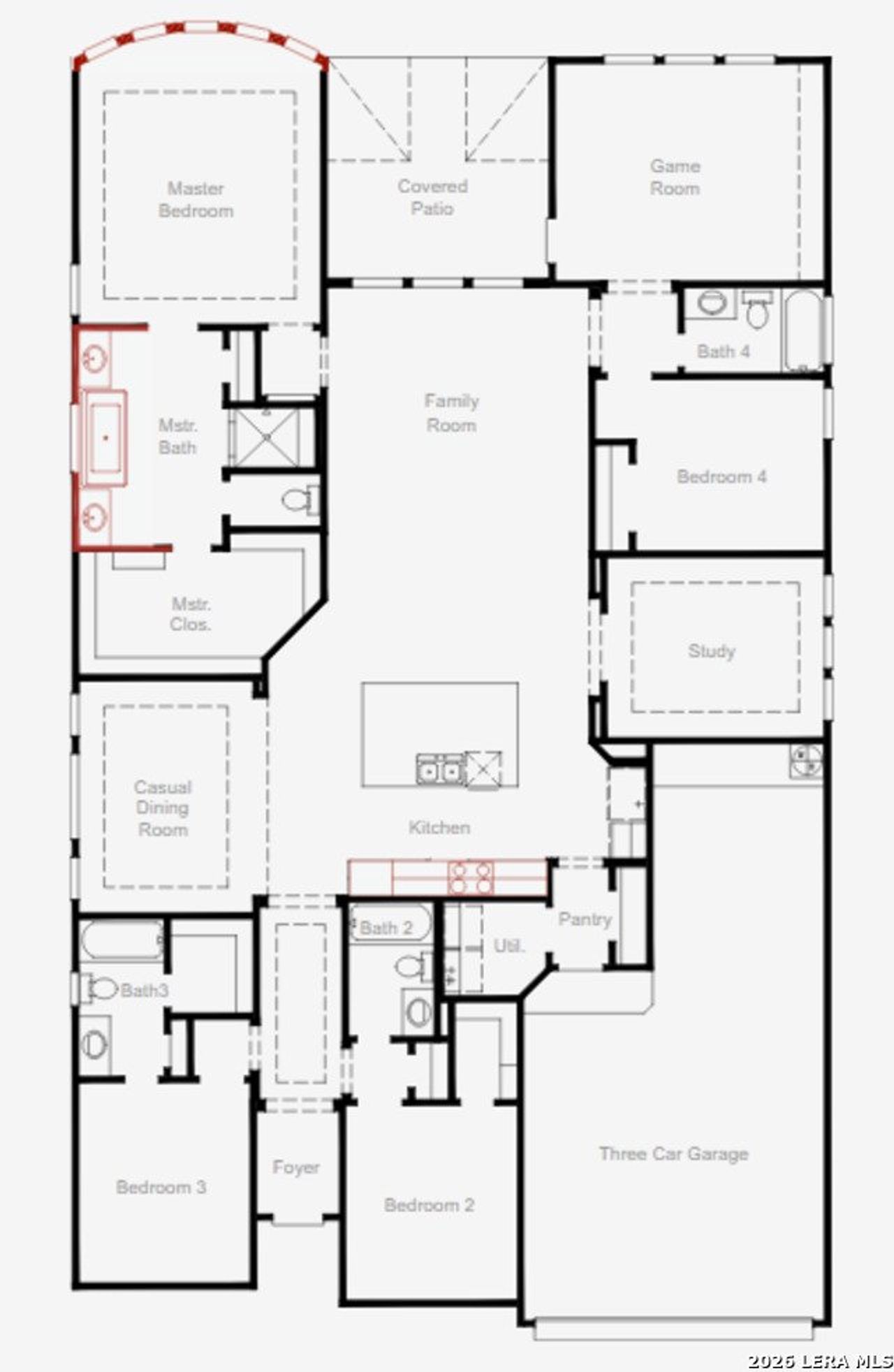 2D floor plan layout of this home in Foxbrook, Cibolo, TX (Image 2).