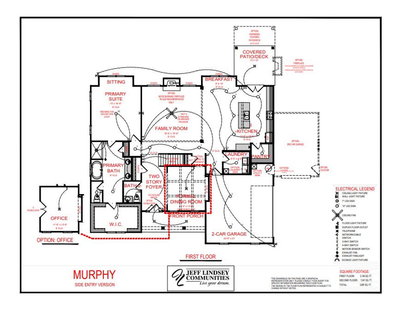 2D floor plan layout for the Murphy B by Jeff Lindsey Communities in Estates at Dorsett Bridge, Douglasville, GA (Image 2).