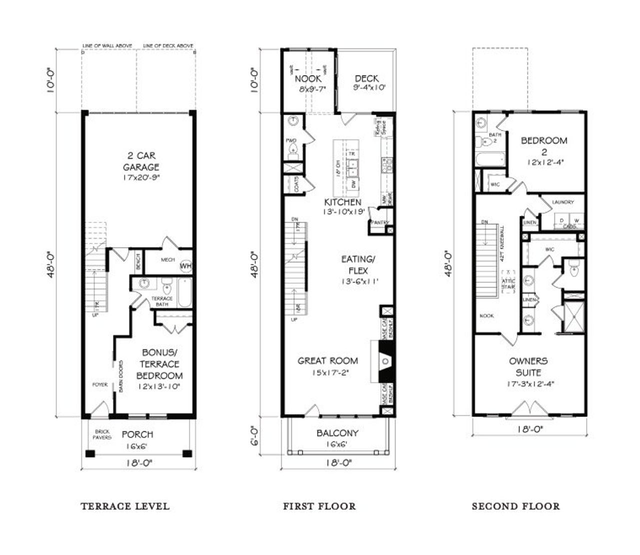 2D floor plan layout for the The Deerfield by JW Collection in The Village at River Green, Canton, GA (Image 2).