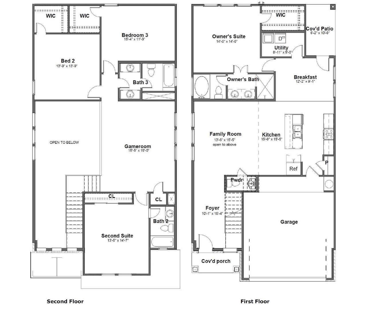 2D floor plan layout for the Iris by Saratoga Homes in Aldine Pines, Houston, TX (Image 2).