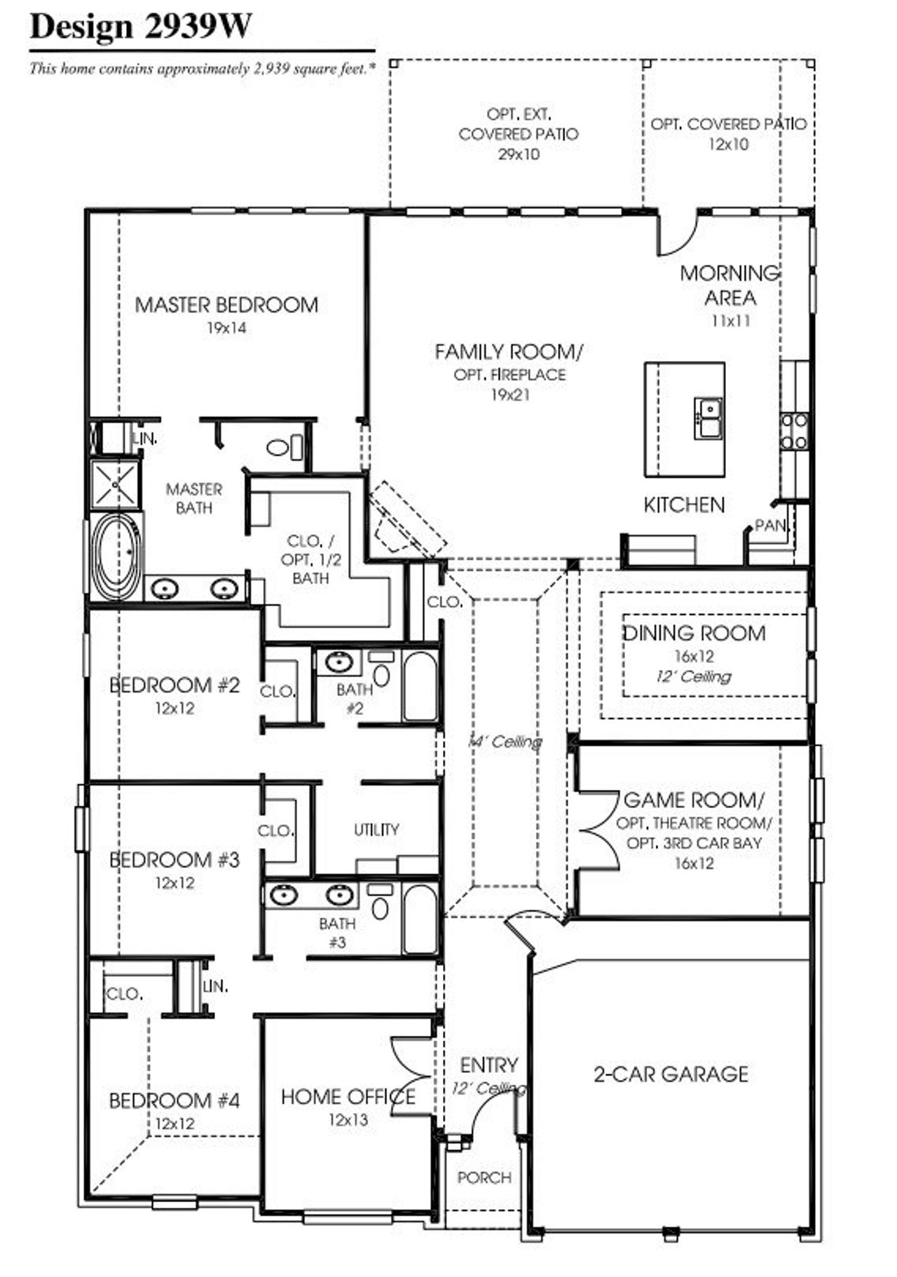 2D floor plan layout of this home in Cane Island 60', Katy, TX (Image 2).