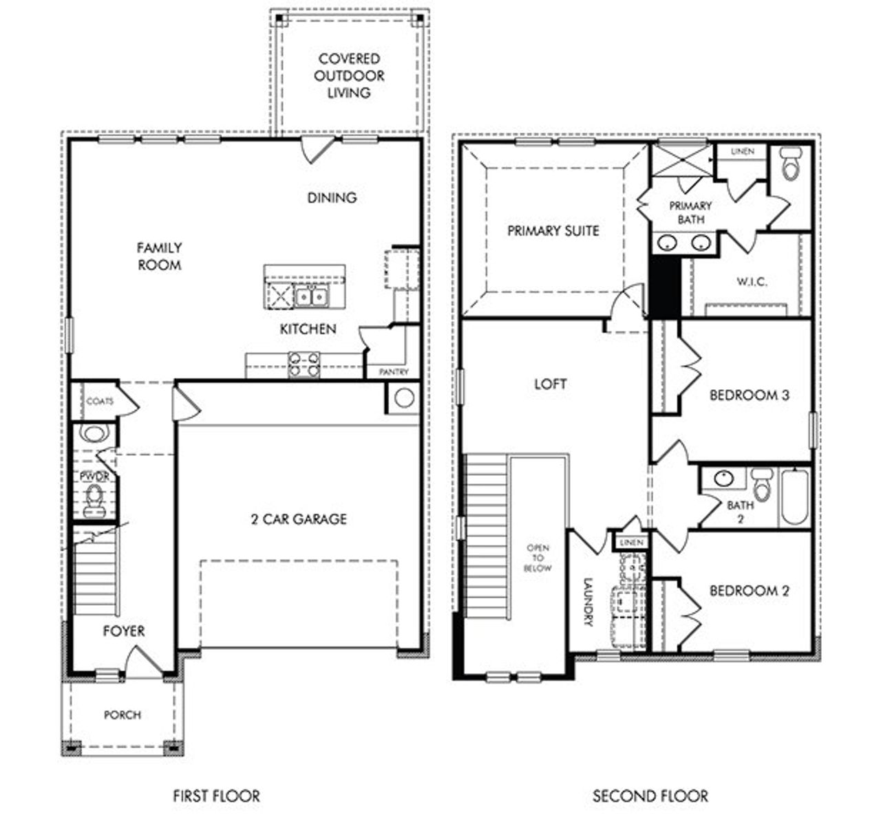 2D floor plan layout of this home in Pfennig Place, Pflugerville, TX (Image 2).
