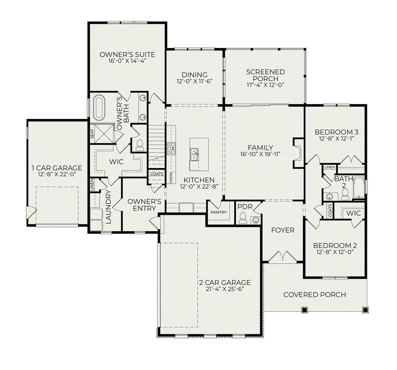 2D floor plan layout for the Brassfield Craftsman by Homes by Dickerson in Corbett Landing, Pittsboro, NC (Image 2).