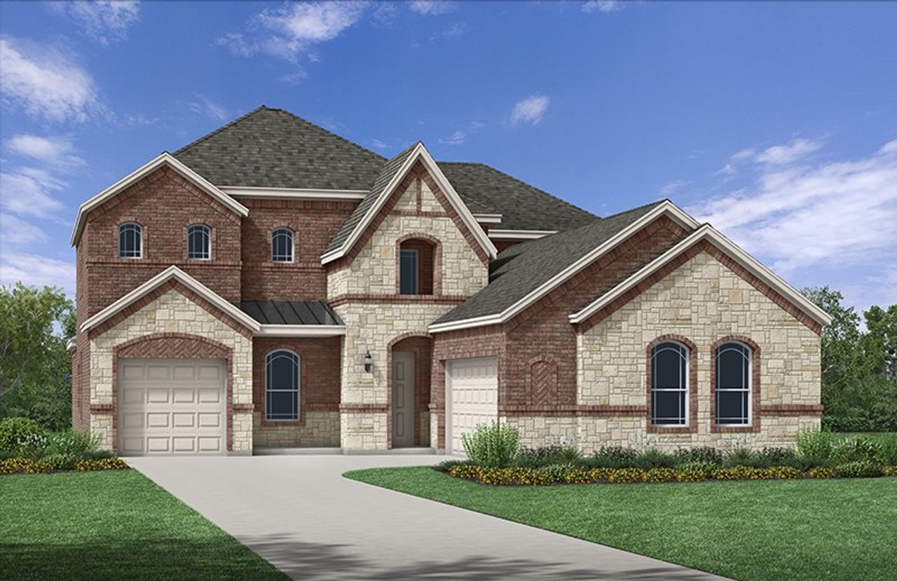 Front exterior of a new home in Brookshire at Legacy Hills, Celina, TX, highlighting curb appeal (Image 2).