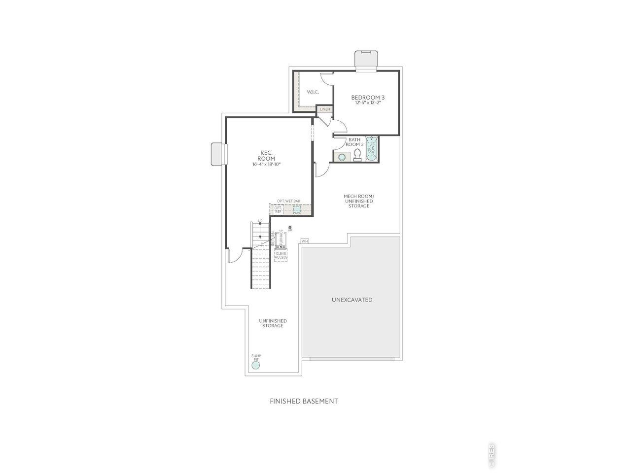 2D floor plan layout of this home in Westside Crossing, Berthoud, CO (Image 2).