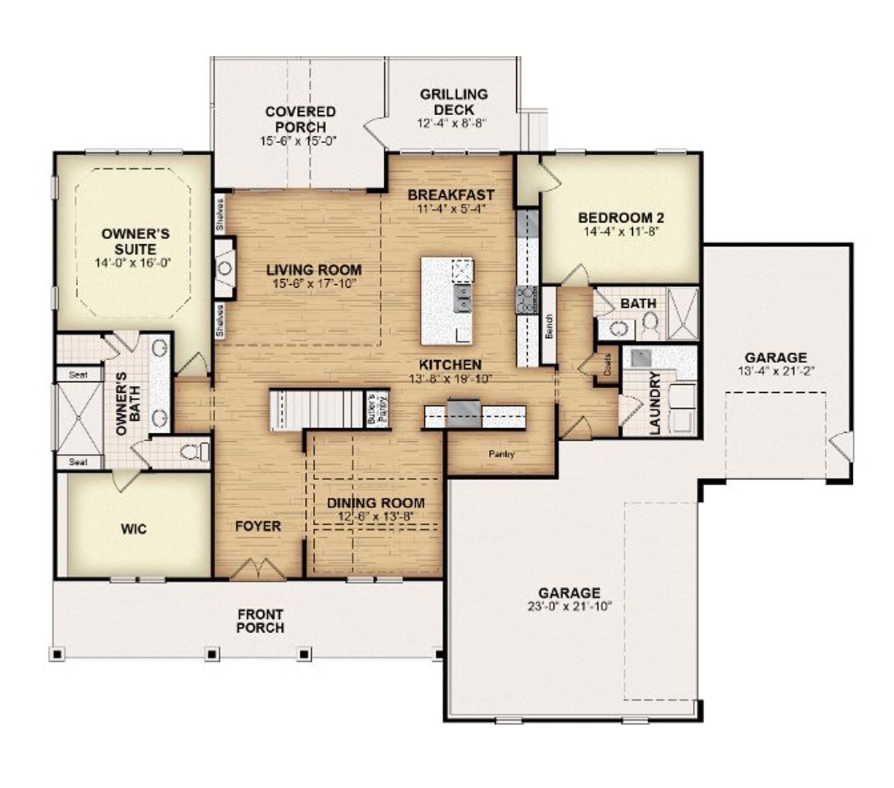 2D floor plan layout for the Opal II by Gemstone Homes in McLaurin Farms, Fuquay Varina, NC (Image 2).