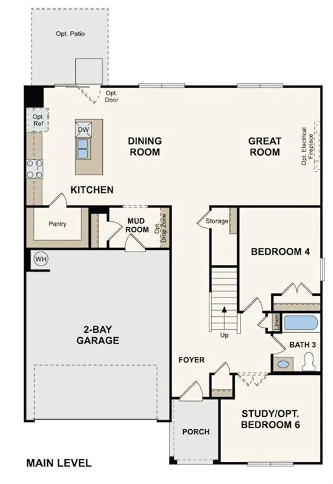 2D floor plan layout of this home in Union Heights, Flowery Branch, GA (Image 2).