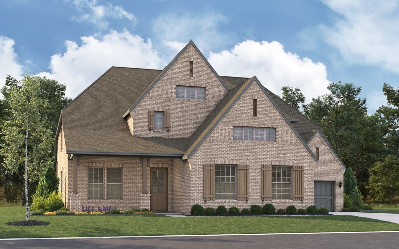 Representative exterior photo of a completed home built from the 6032 by Tradition Homes in Mosaic – 70′ Lots, Prosper, TX (Image 2).