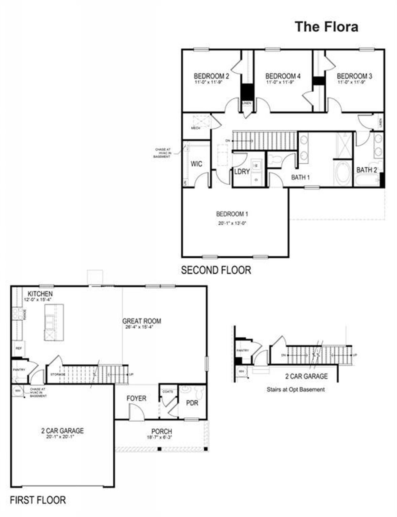 2D floor plan layout of this home in Oaks at Cedar Grove, Fairburn, GA (Image 2).