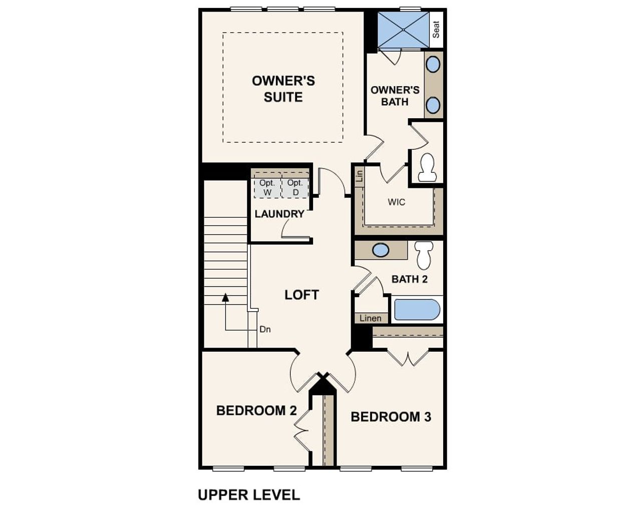 2D floor plan layout of this home in Front Load Townhomes at Waterstone, Sherrills Ford, NC (Image 2).