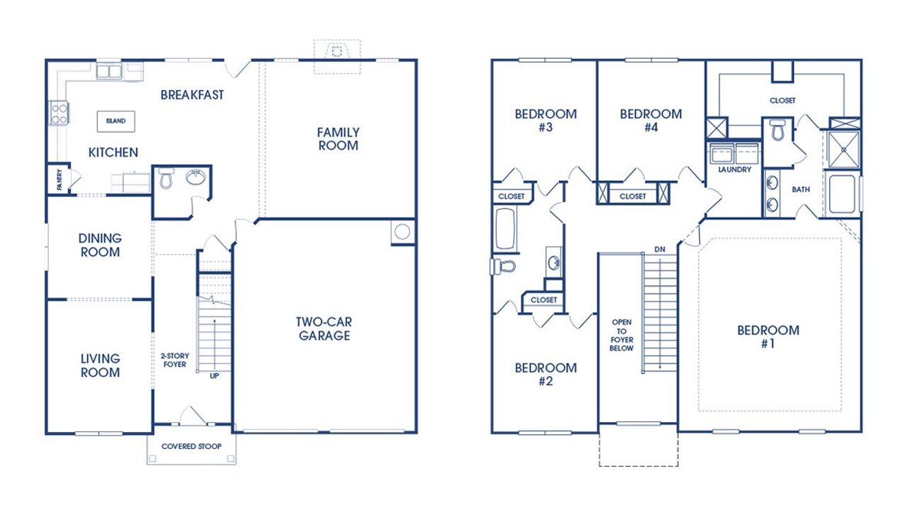 2D floor plan layout of this home in Locust Grove Station - Cedar Ridge, Locust Grove, GA (Image 2).
