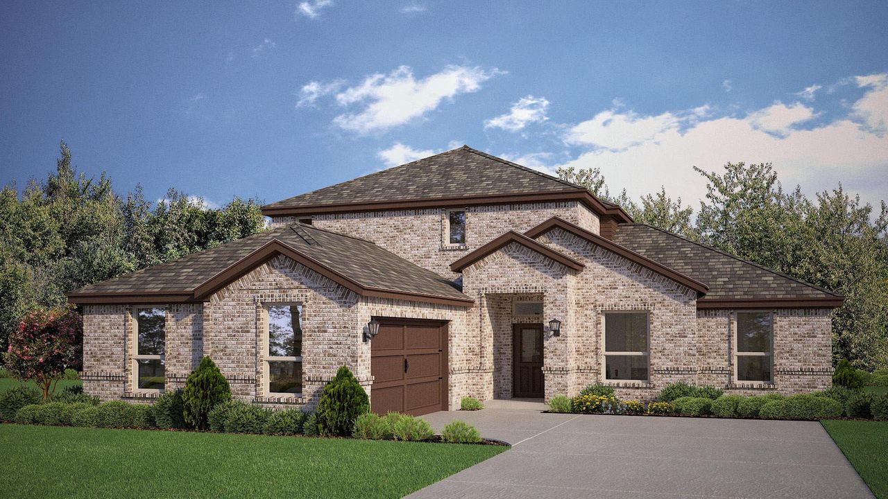 Representative exterior photo of a completed home built from the Brook Meadow by D.R. Horton in Eden Ranch, Arlington, TX (Image 2).