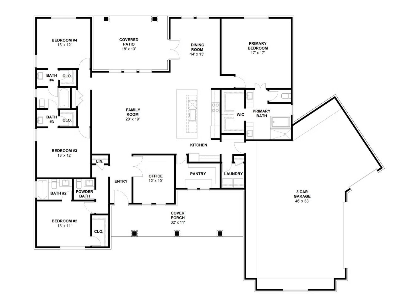 2D floor plan layout for the 2615 by Faircroft Homes in Arborwood, Waller, TX (Image 2).