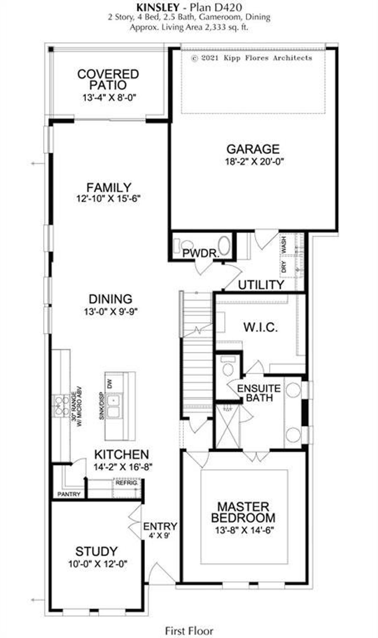 2D floor plan layout of this home in Dominion at Brookhollow, Prosper, TX (Image 2).