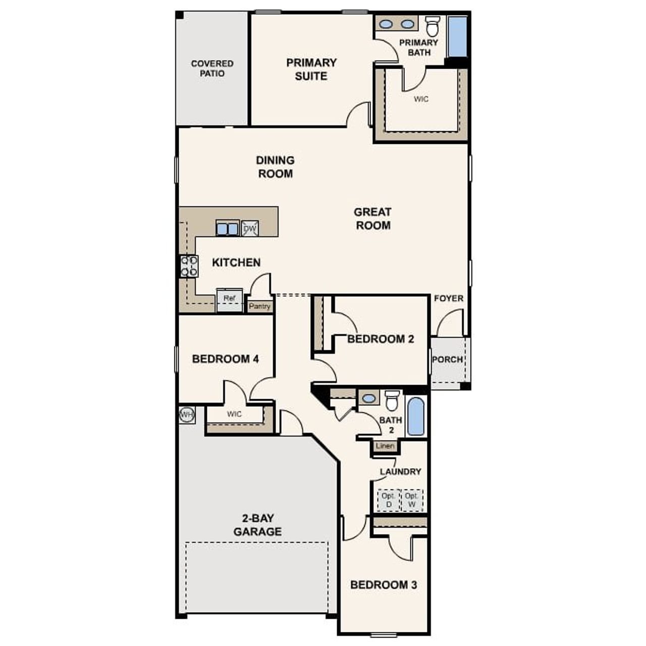 2D floor plan layout of this home in Mayfield, Buckeye, AZ (Image 2).