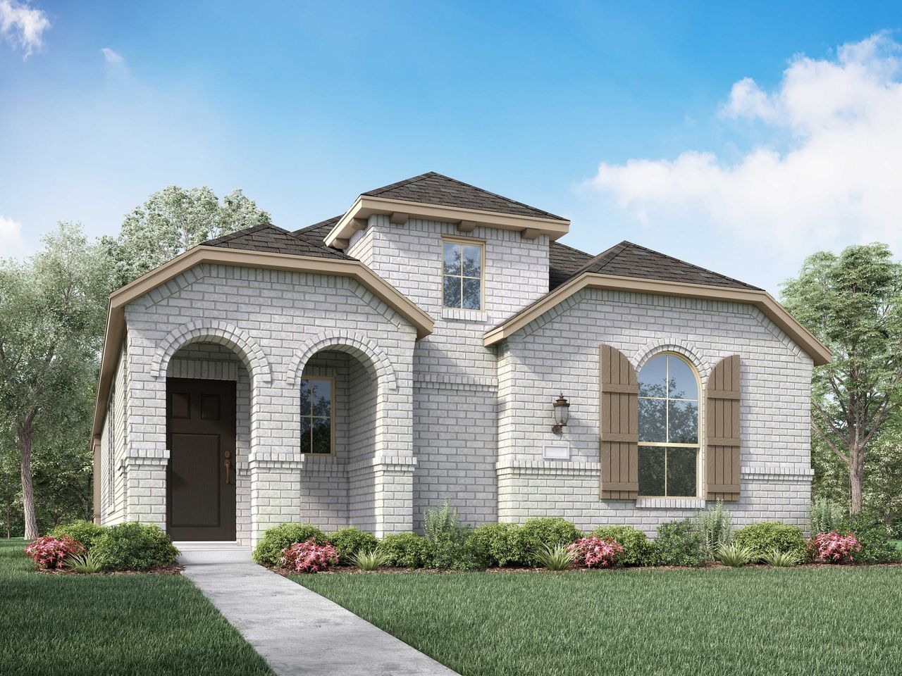 Representative exterior photo of a completed home built from the Devon Plan by Highland Homes in Veramendi: 40ft. Rear Entry - (A), New Braunfels, TX (Image 2).