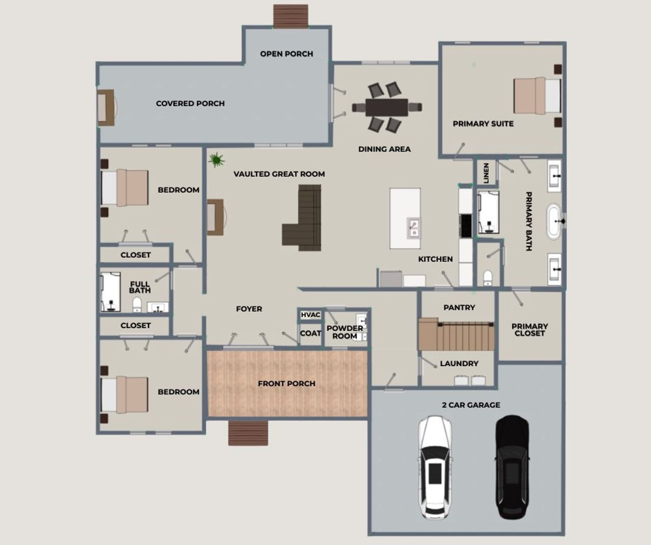 2D floor plan layout for the Fairview by Riverstone Construction, LLC in Faith View, Ooltewah, TN (Image 2).