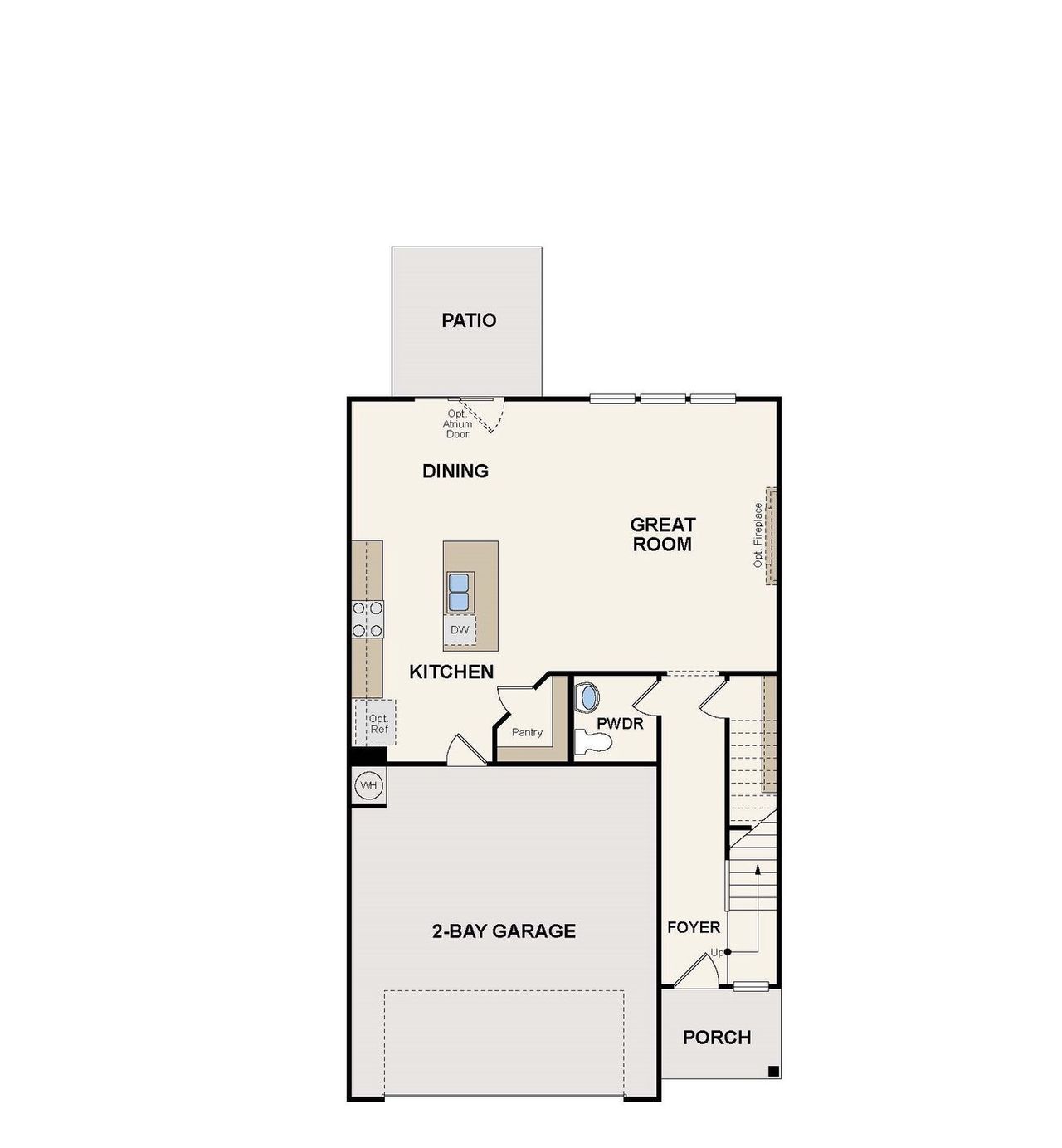 2D floor plan layout of this home in Blue Sky Meadows, Monroe, NC (Image 2).