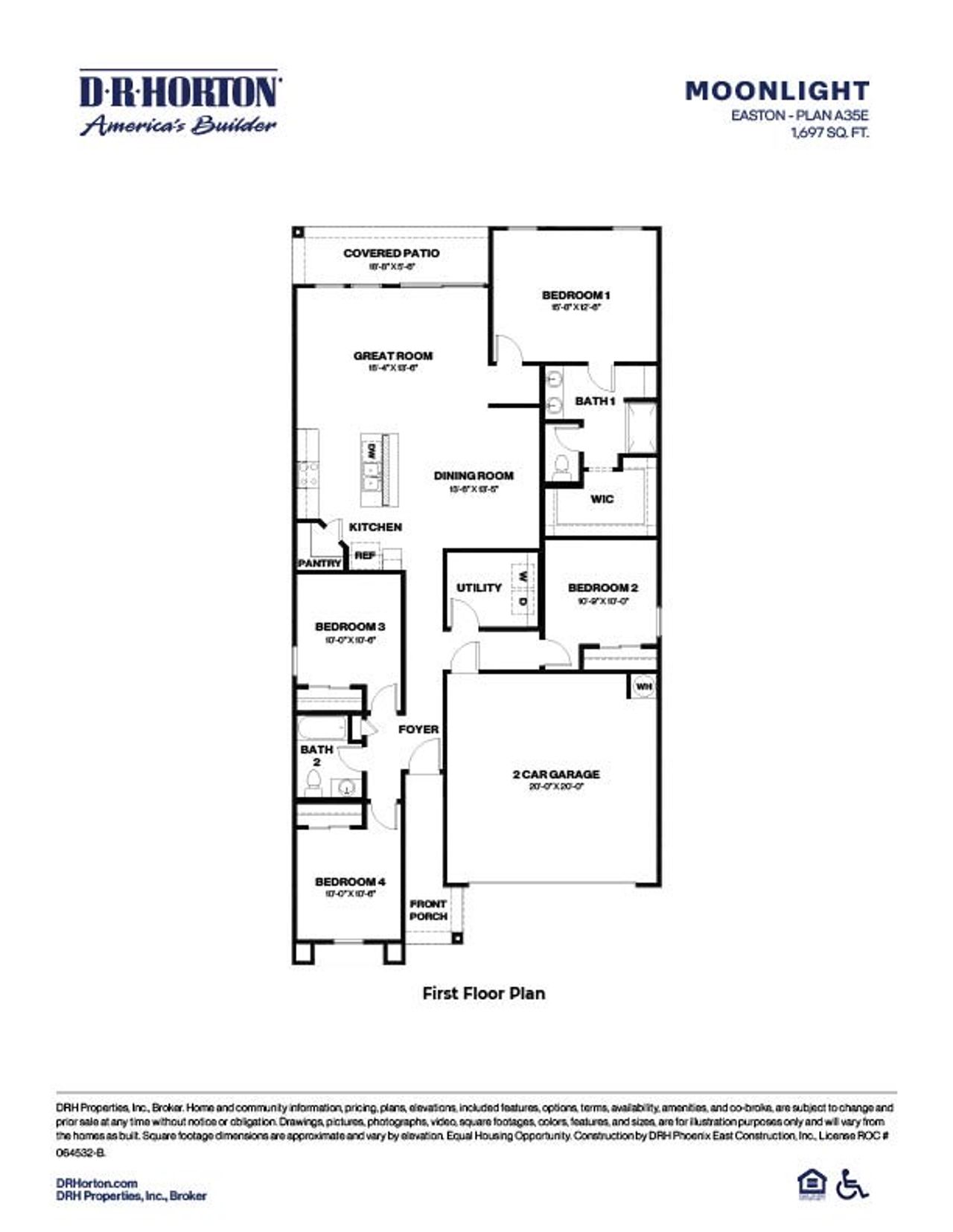 2D floor plan layout of this home in Moonlight, Maricopa, AZ (Image 2).