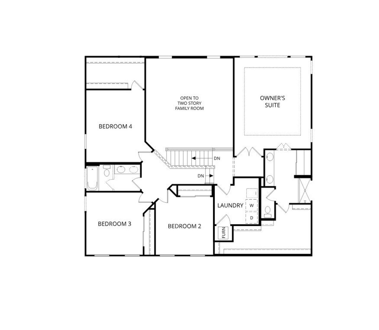 2D floor plan layout for the Blair by Fischer Homes in Lochmoor at Savannah Lakes, Douglasville, GA (Image 2).