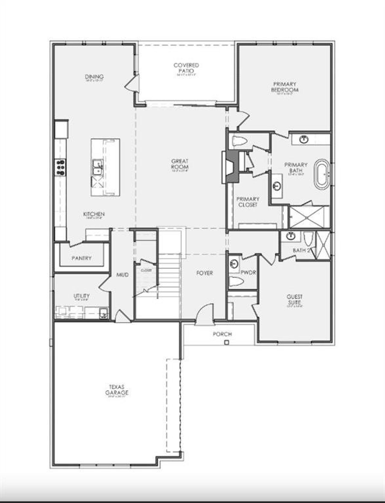 2D floor plan layout of this home in The Grove, North Richland Hills, TX (Image 2). 2D floor plan layout of this home in The Grove, North Richland Hills, TX (Image 2).